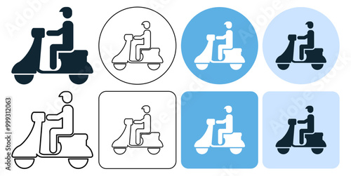 people riding motorcycle or motorbike, delivery order or pick up, trip and travel with safety helmet vector pictogram sign icon symbol ui and ux design, glyphs and stroke line 