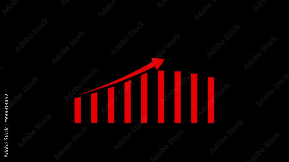 Business graph chart with upward trend animation on black background. Business graph chart with upward trend animation on black background.