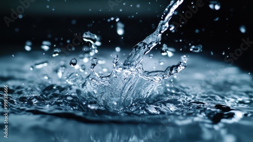 Splashing Water Droplets in a Dark Background