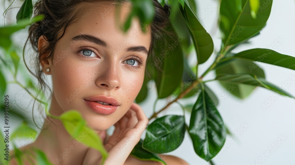 Young Woman Embracing Healthy Skincare Regimen for a Beautiful Portrait Shot