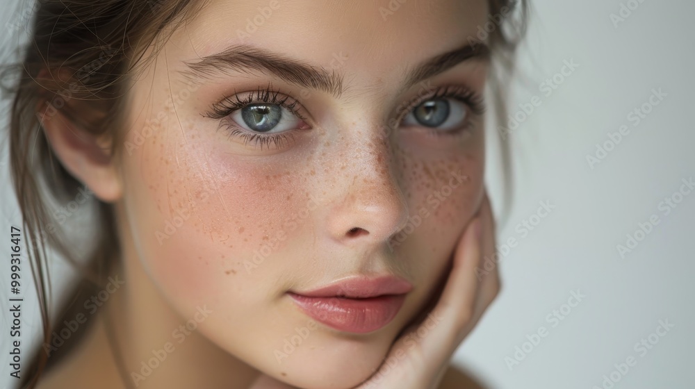 Young Woman Posing in Isolated Studio for Skincare Concept Young Woman Posing in Isolated Studio for Skincare Concept