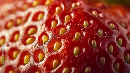 Wallpaper Mural Closeup Macro Shot of a Strawberry Surface with Seeds Torontodigital.ca