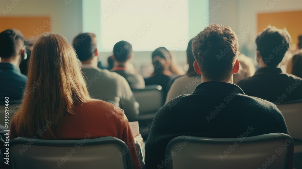 Diverse Audience Members Attentively Engaged in a Conference Presentation at a Professional Seminar Diverse Audience Members Attentively Engaged in a Conference Presentation at a Professional Seminar