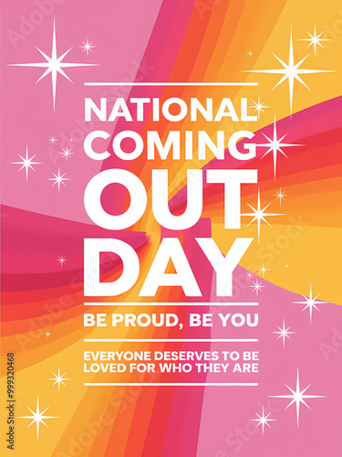 National coming Out day, Be Proud, Be You, pink, purple, and orange