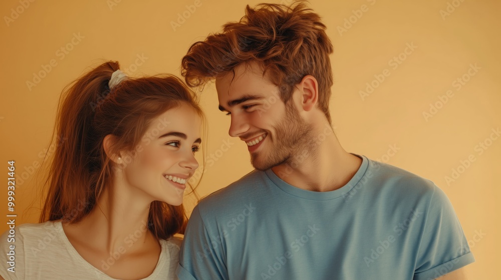 A man and woman animatedly sharing their viewpoints, their smiles and gestures creating a lively environment A man and woman animatedly sharing their viewpoints, their smiles and gestures creating a lively environment