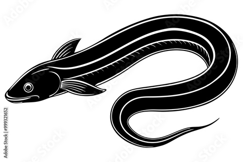eel fish silhouette, moray eel silhouette vector, japanese eel
