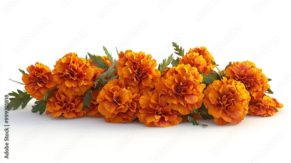 Multiple orange flowers on a plain white background Multiple orange flowers on a plain white background