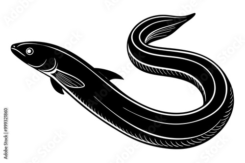 eel fish silhouette, moray eel silhouette vector, japanese eel
