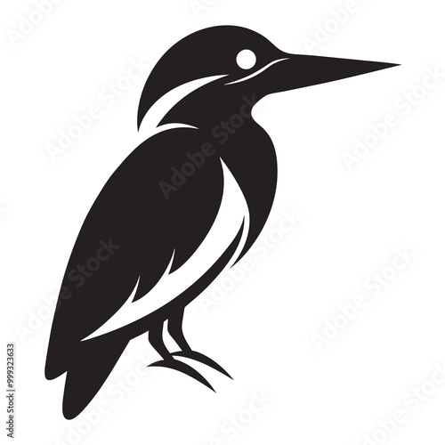 Kingfisher bird silhouette vector illustration