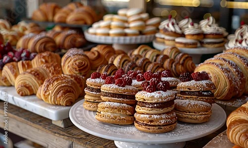 Wallpaper Mural Delightful Showcase of Croissants, Macarons, and Éclairs. World Food Day Torontodigital.ca
