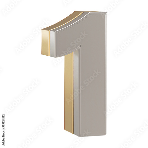 Golden 3D Number 1