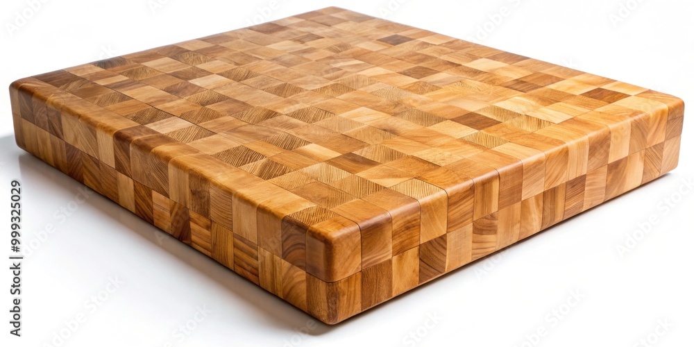 Wooden butcher chopping block made of end grain wood with a wooded design , chopping block, butcher, wood Wooden butcher chopping block made of end grain wood with a wooded design , chopping block, butcher, wood