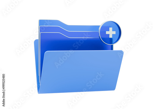 Fototapeta 3d file folder icon featuring the blue glass data sheets