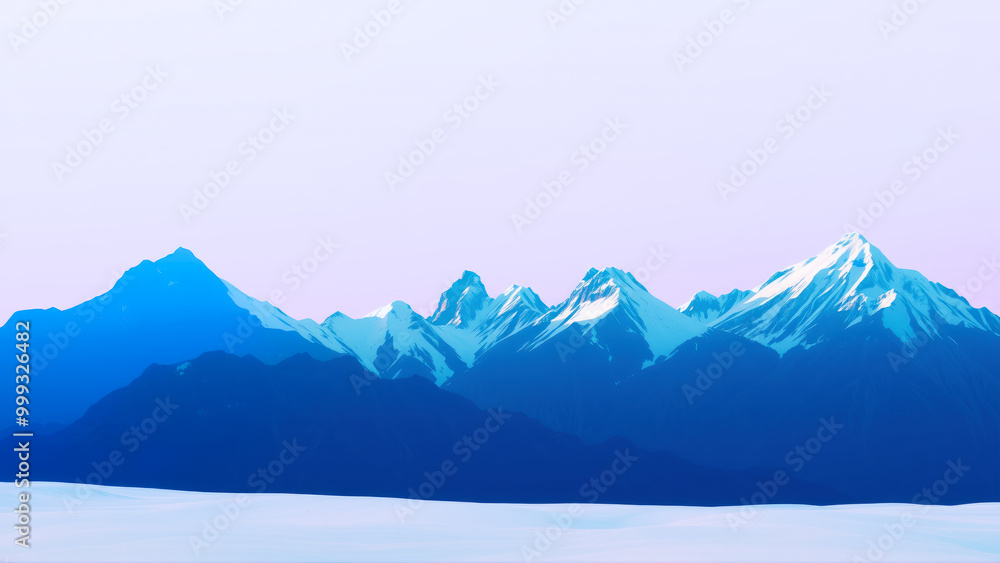 Fototapeta premium Snow-capped mountain range at dawn