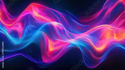 Big Neon Wave Background: Striking background with a large, sweeping neon wave design, blending bright colors and fluid motion for a bold and energetic visual impact.