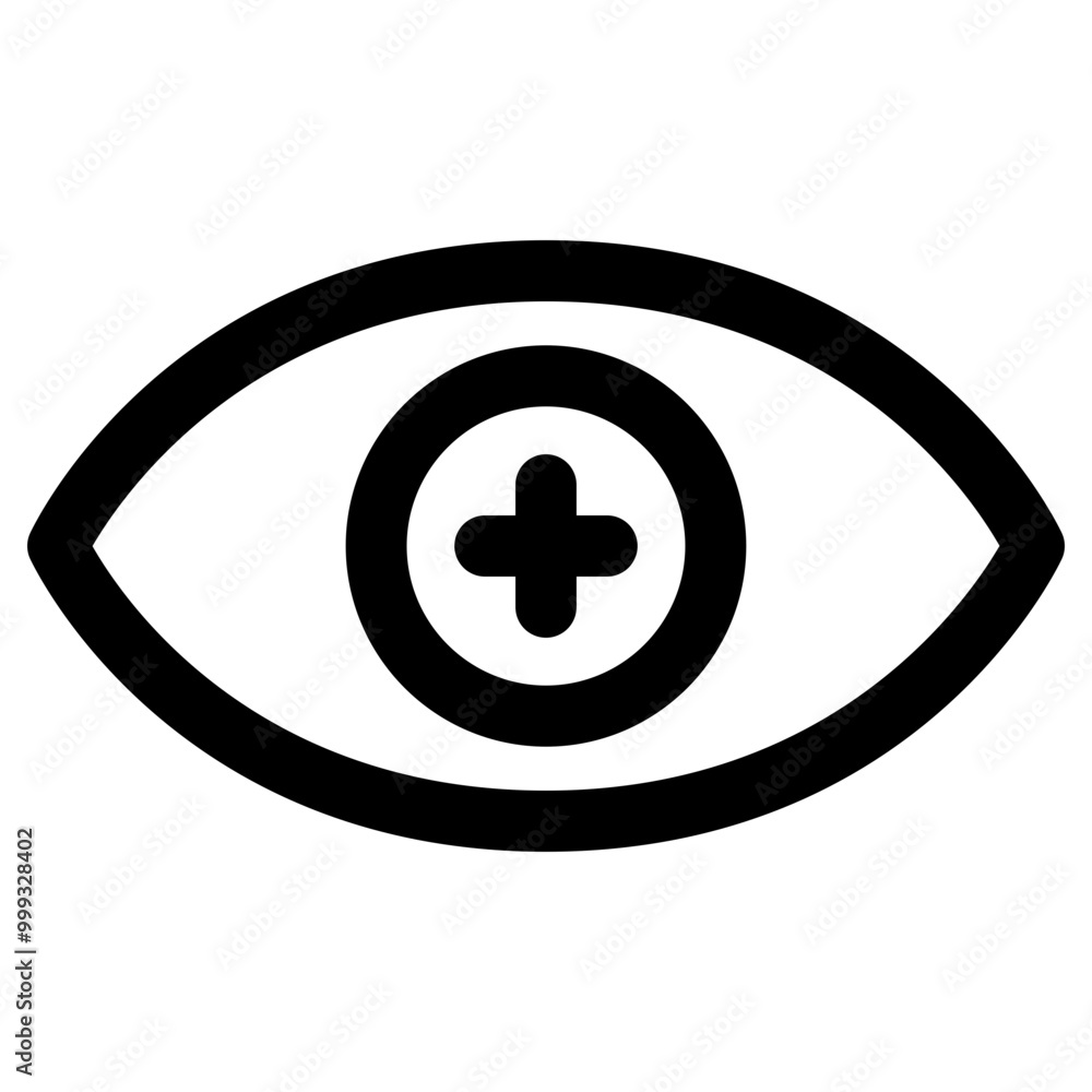 Eye plus icon in outline style. Simple iris vision symbol vector illustration. Eye plus icon in outline style. Simple iris vision symbol vector illustration.