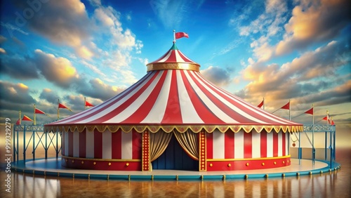 Carnival tent with a round arena scene featuring an amusement show , circus, tent, arena, carnival, amusement, show