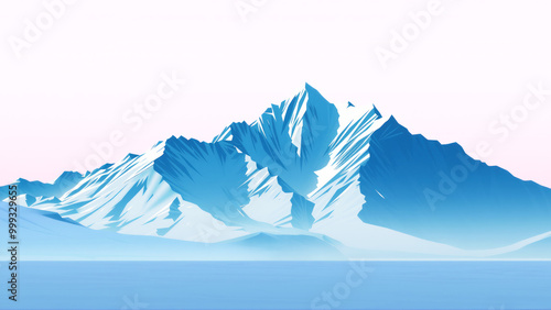 Sharp-edged mountains under clear pink sky photo