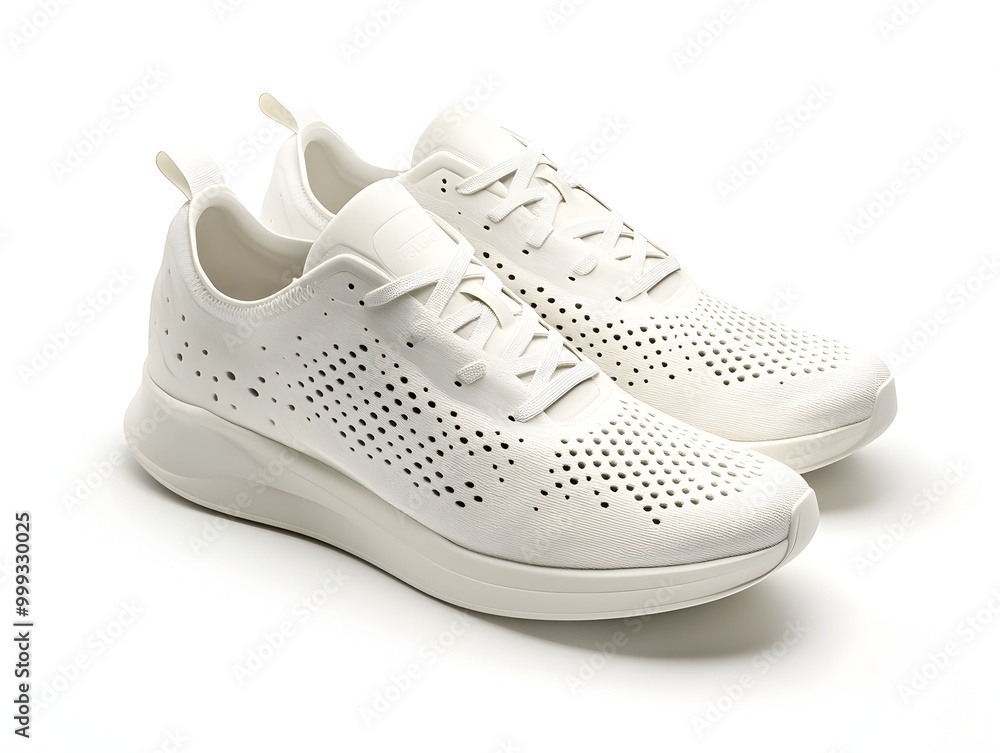Breathable Mesh Sneakers with Streamlined Profile Against White Background Breathable Mesh Sneakers with Streamlined Profile Against White Background