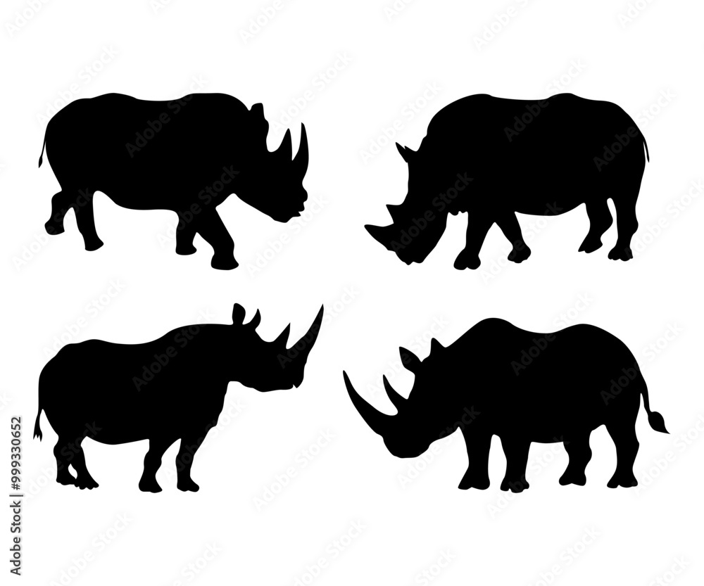 Rhinoceros Silhouette on white background. Rhinoceros Silhouette on white background.