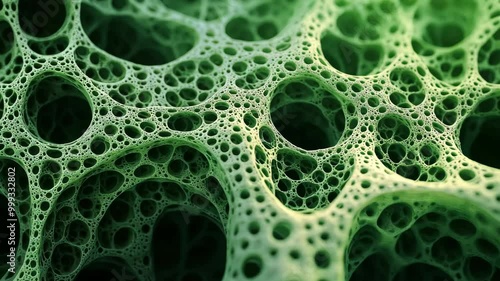 A close-up of a green fractal pattern with a honeycomb-like structure