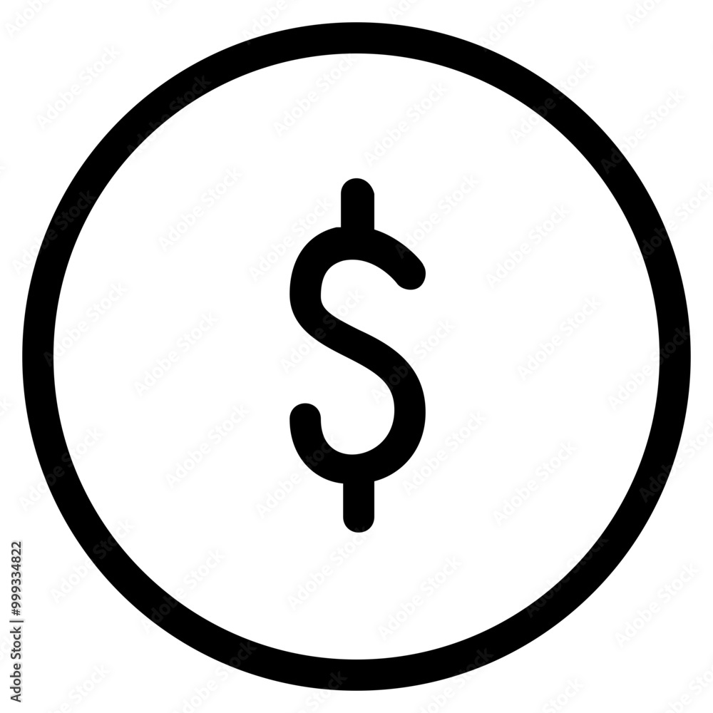 Dollar Coin Icon Outline Style. Simple Finance Vector Illustration. Dollar Coin Icon Outline Style. Simple Finance Vector Illustration.