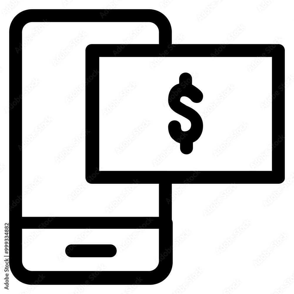 Mobile Pay Icon Outline Style. Simple Finance Vector Illustration. Mobile Pay Icon Outline Style. Simple Finance Vector Illustration.