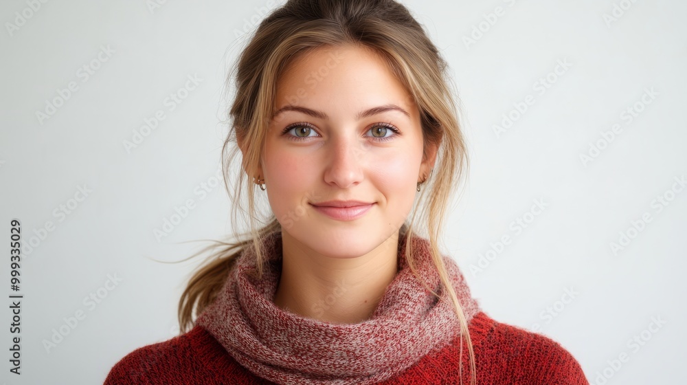 Captivating Blonde Woman Portrait with Warm Smile in Contemporary Studio Setting Captivating Blonde Woman Portrait with Warm Smile in Contemporary Studio Setting