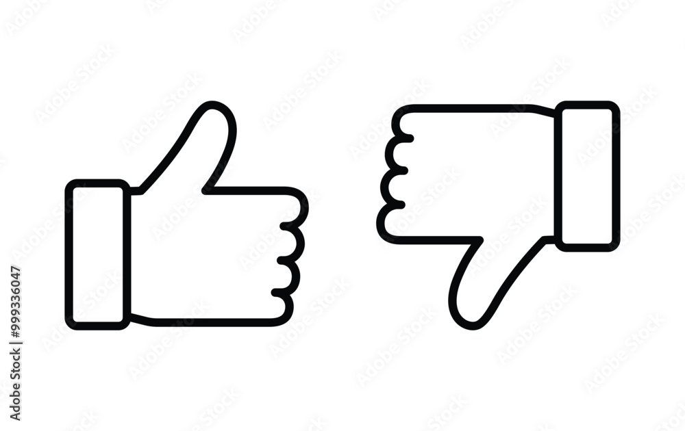 Like and dislike icons set. Thumbs up and thumbs down Vector Like and dislike icons set. Thumbs up and thumbs down Vector