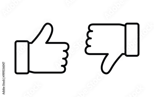 Like and dislike icons set. Thumbs up and thumbs down Vector 