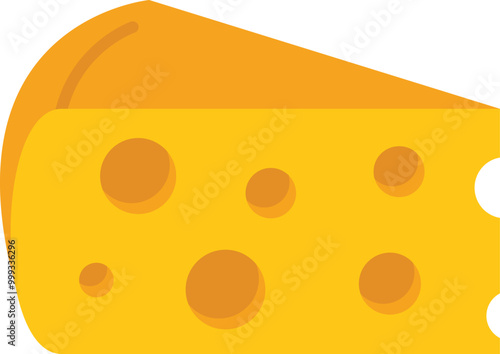 Cartoon drawing of a triangular piece of yellow cheese with holes
