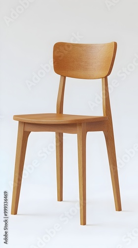 Elegant Minimalist Oak Dining Chair in Bright Studio Setting