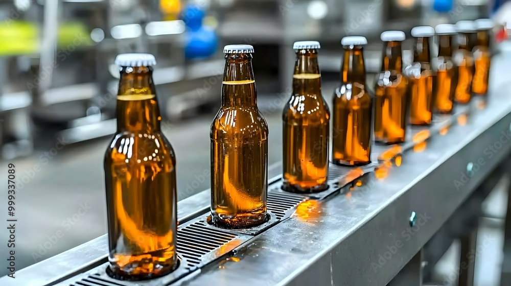Beer Bottles Conveyor Belt Production Line Factory Industry Beer Bottles Conveyor Belt Production Line Factory Industry