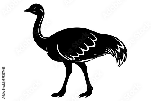 Emu silhouette vector, ostrich emu bird vector illustration 