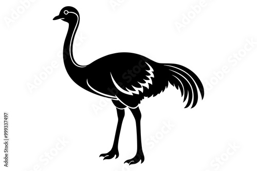 Emu silhouette vector, ostrich emu bird vector illustration 
