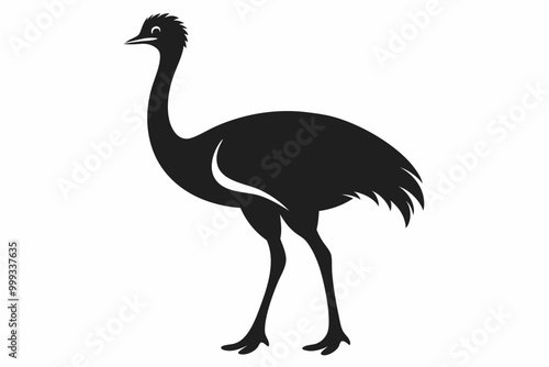 Emu silhouette vector, ostrich emu bird vector illustration 