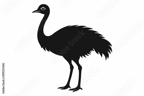 Emu silhouette vector, ostrich emu bird vector illustration 