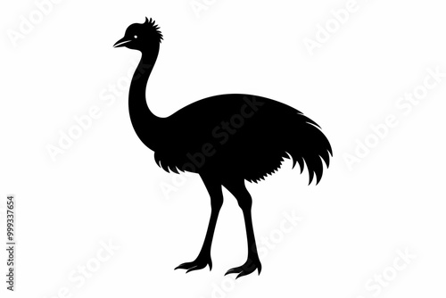 
Emu bird vector silhouette, ostrich emu bird vector illustration 