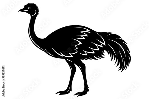 Emu silhouette vector, ostrich emu bird vector illustration 