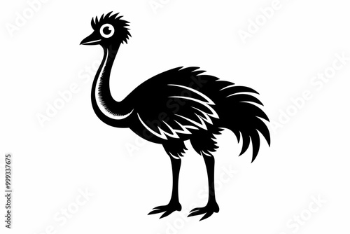 Emu silhouette vector, ostrich emu bird vector illustration 