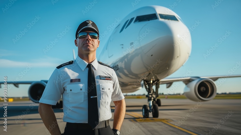 Pilot in Front of a White Airplane Pilot in Front of a White Airplane
