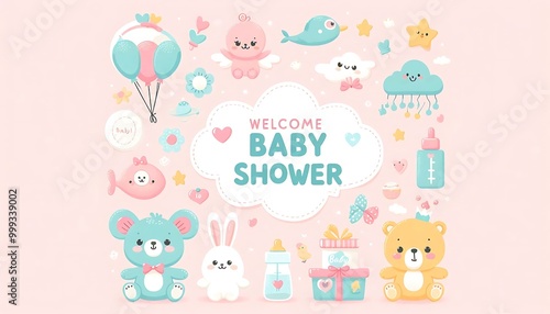 welcome baby shower new illustration 