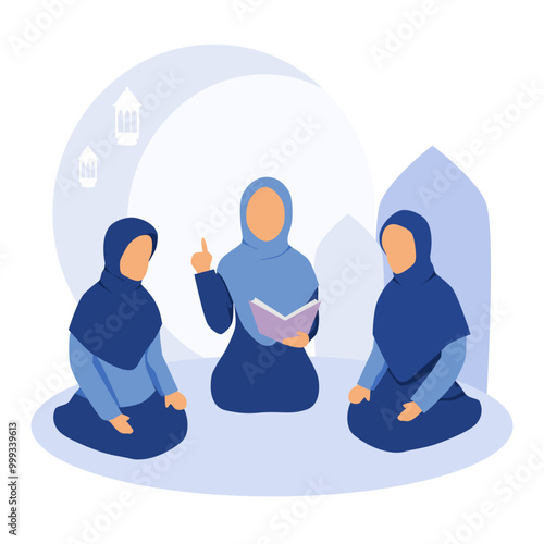 illustration of muslim public speech, muslim forum discussion