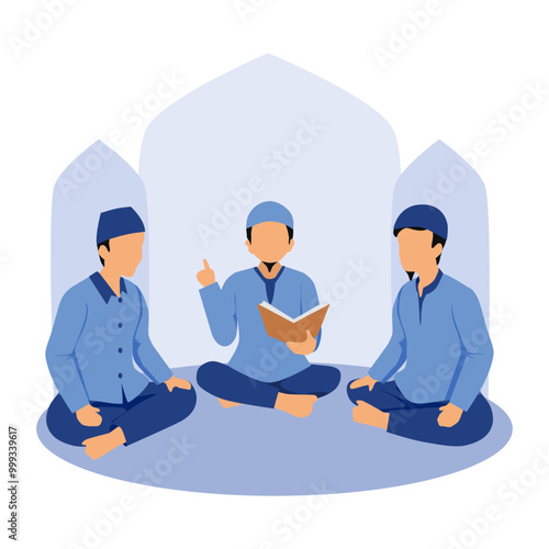 illustration of muslim public speech, muslim forum discussion