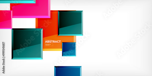 Colorful squares with reflections abstract background design. Vector Illustration For Wallpaper, Banner, Background, Card, Book Illustration, landing page