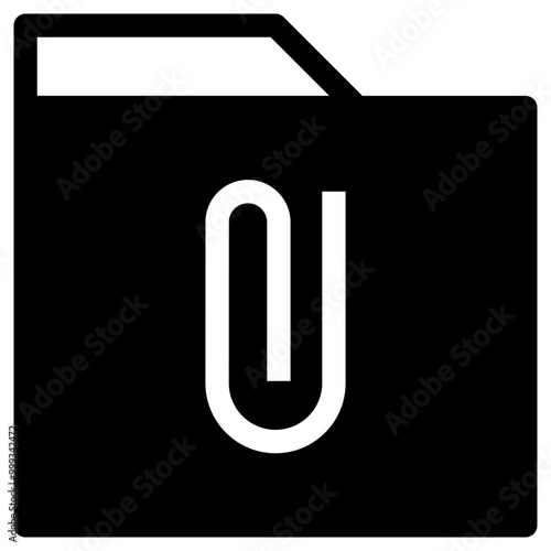 Folder Paperclip Simple Solid Icon
