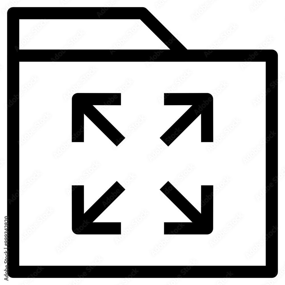 Fototapeta premium Expand Folder Icon Outline Style. Simple Organize Symbol Vector Illustration.