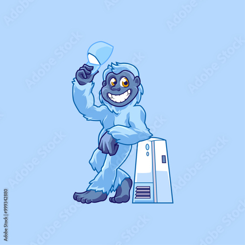 Yeti Air Cooler Mascot Cartoon