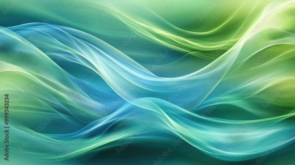Abstract relaxation background with flowing waves, smooth gradients, and glowing light effects in soft blue and green tones, creating a serene atmosphere Abstract relaxation background with flowing waves, smooth gradients, and glowing light effects in soft blue and green tones, creating a serene atmosphere