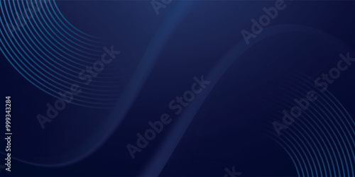 Abstract luxury glowing lines curved overlapping on dark blue background. Template premium award design. Vector illustration